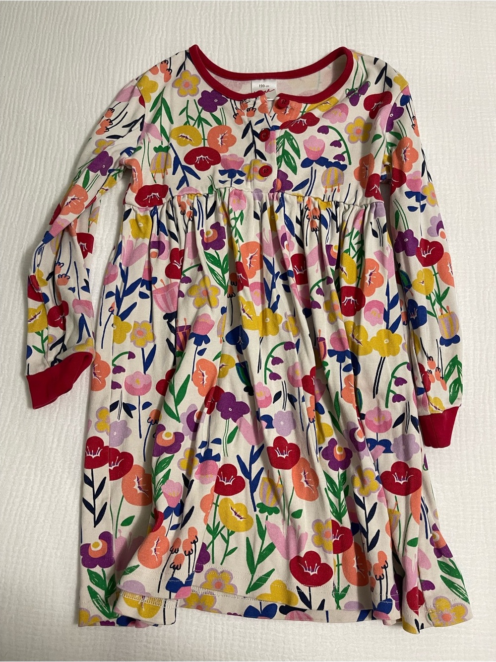 Hanna Andersson Multicolor Floral Long-Sleeve Nightgown - Red Trim